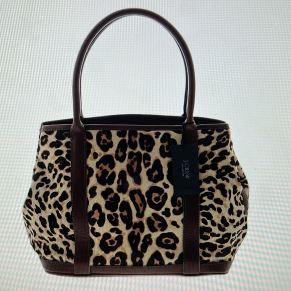NWT J.Crew Collection Leather and calf hair tote. - Picture 2 of 14